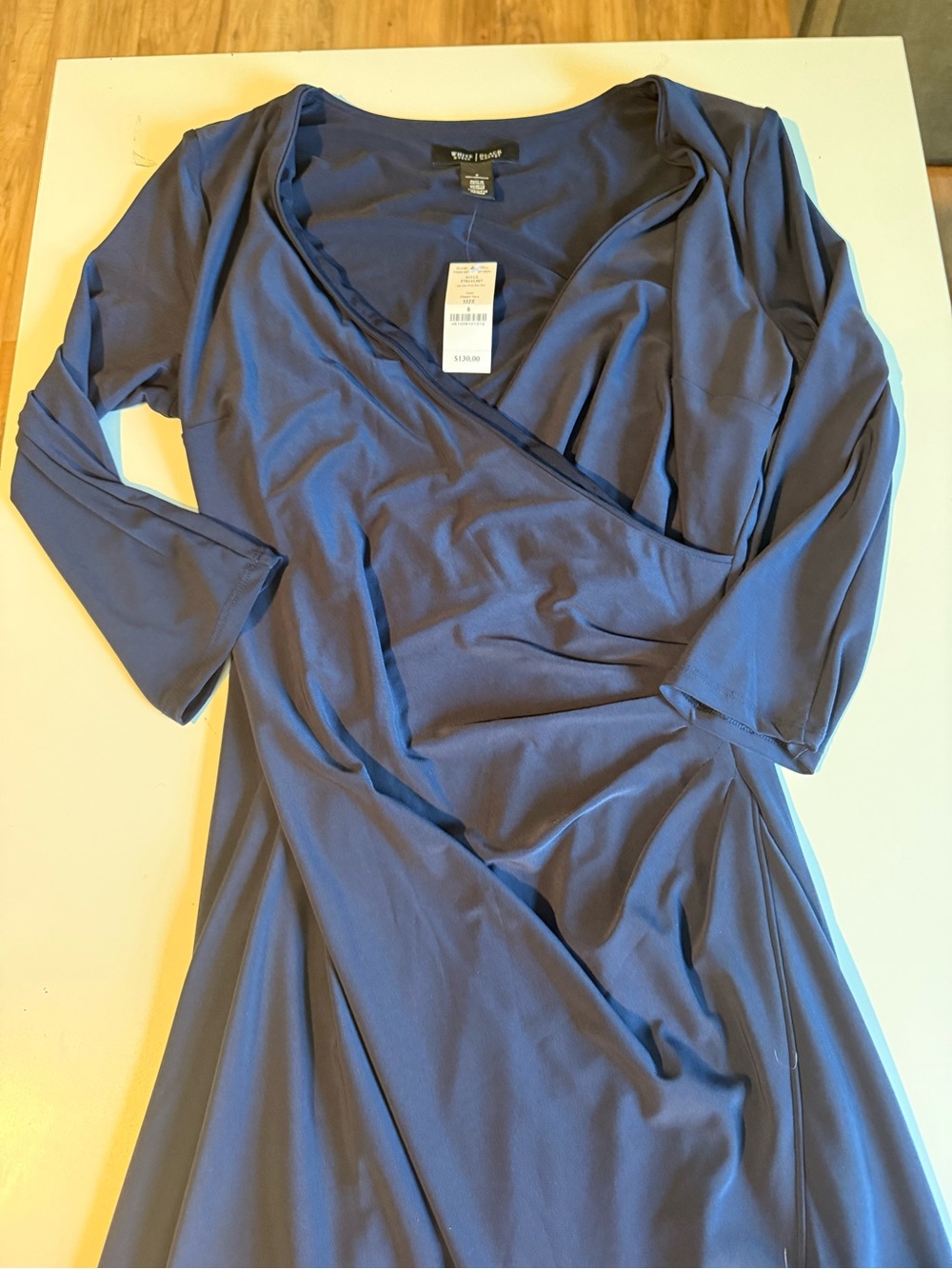 White House Black Market Navy Wrap-Style Dress